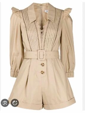 Self Portrait Beige Cotton Poplin Playsuit - NWT - Never Worn - size 6